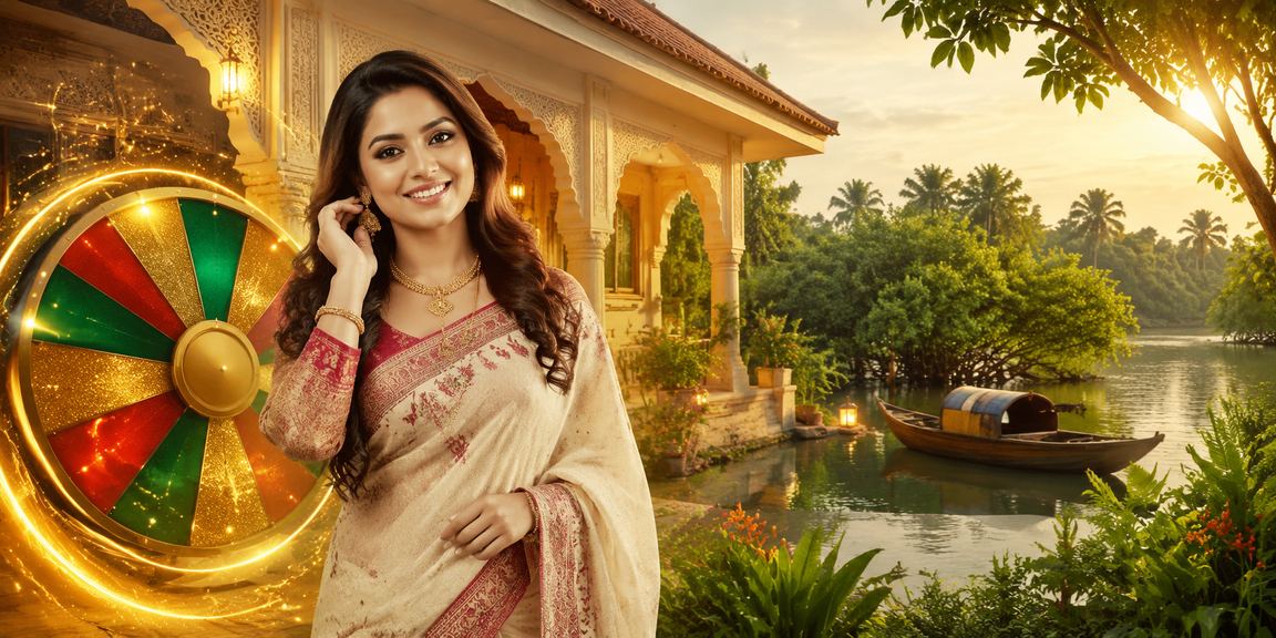 সুন্দরবনের পটভূমিতে একজন বাংলাদেশি মডেল রুলেট গেম খেলছেন