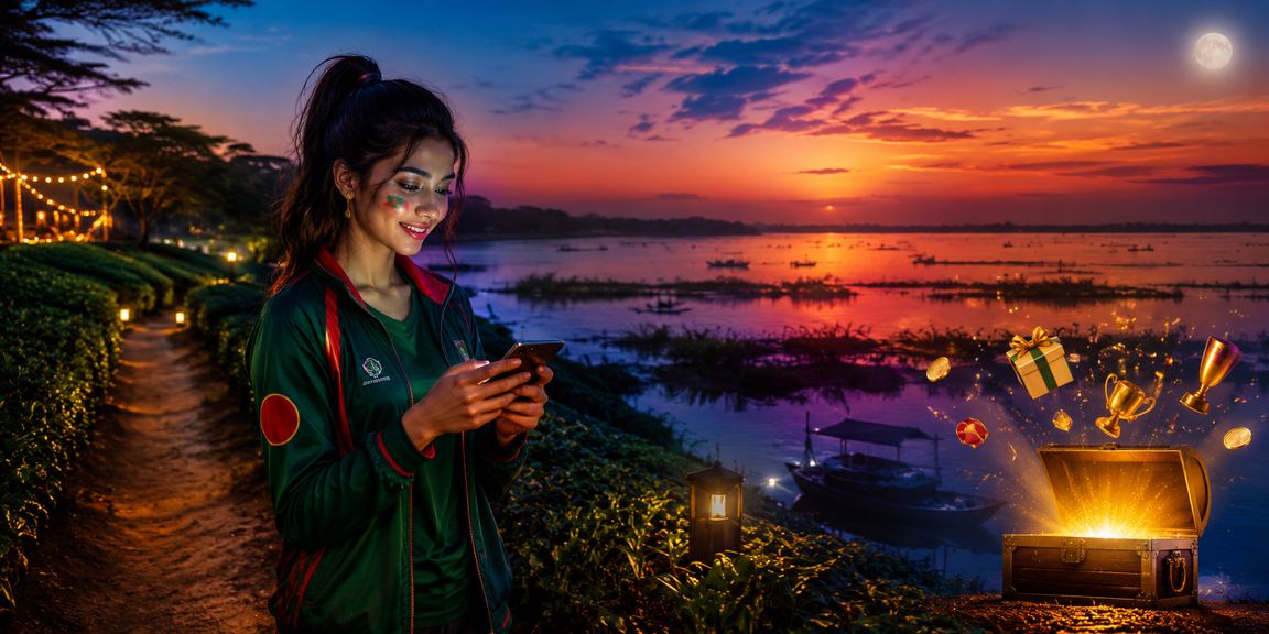 তাঙ্গুয়ার হাওরের পাশে চা বাগানে একজন ব্যবহারকারী ক্রিকেট বেটিং করছেন